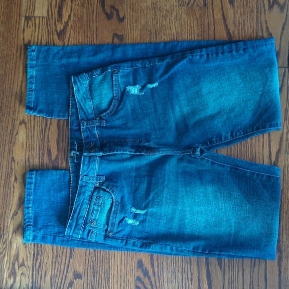7 for All Mankind Jeans distressed blue denim women's ankle slimmy W27 L 28 - Picture 6 of 10